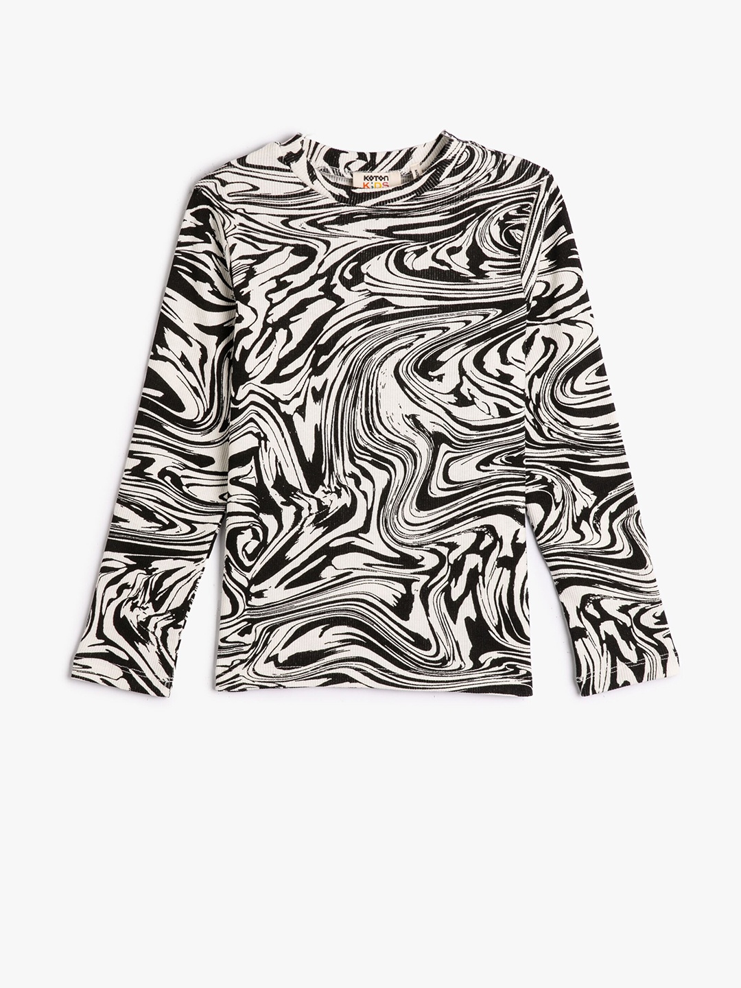 

Koton Girls Abstract Printed Long Sleeves T-shirt, Black