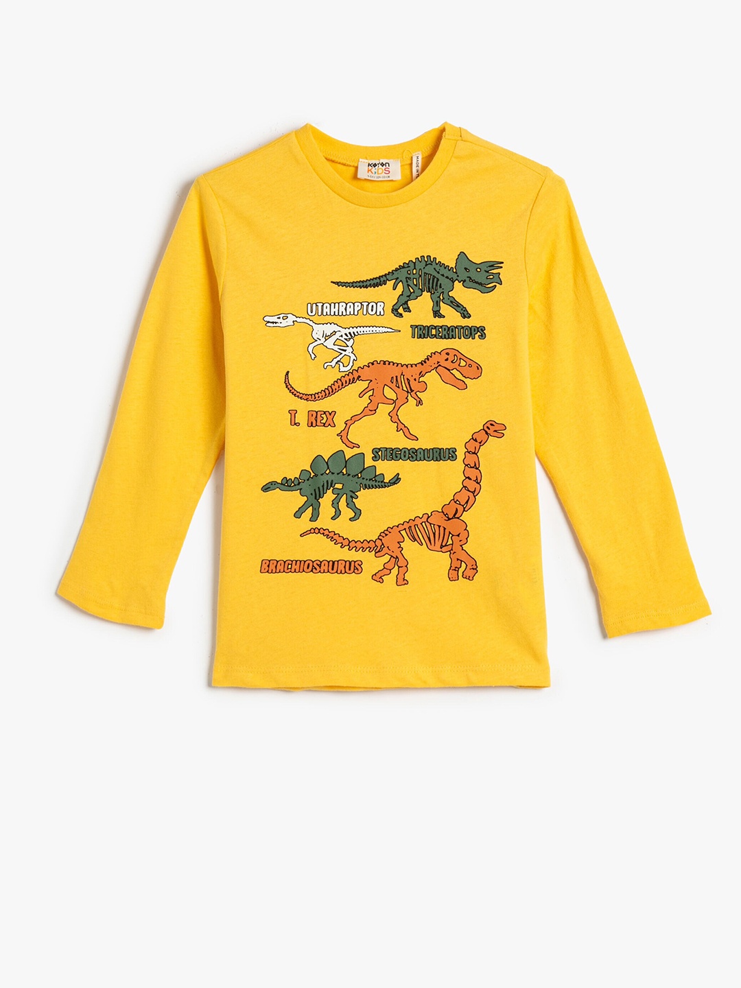 

Koton Boys Printed Round Neck Pure Cotton T-shirt, Yellow
