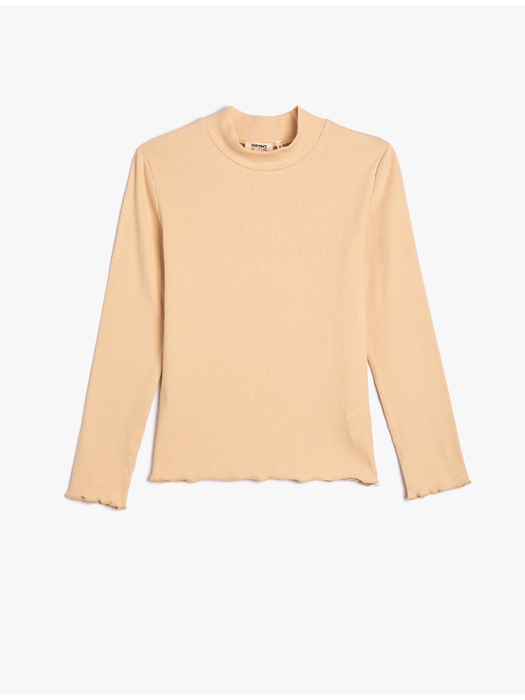 

Koton Girls Ribbed High Neck T-shirt, Beige