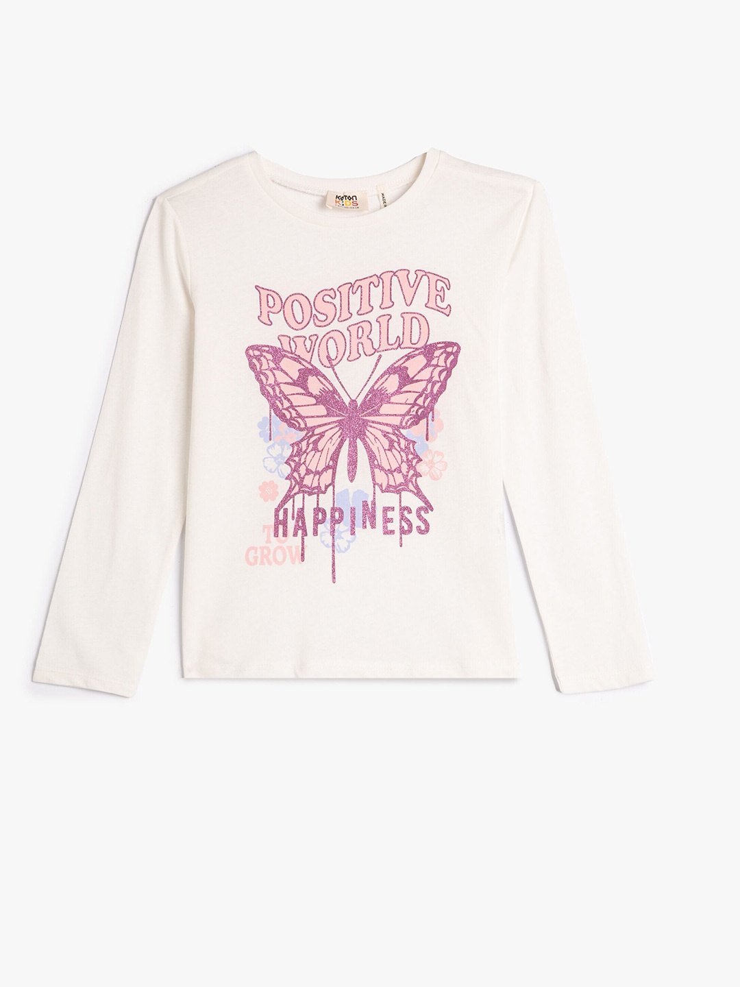 

Koton Girls Graphic Printed Pure Cotton T-shirt, White