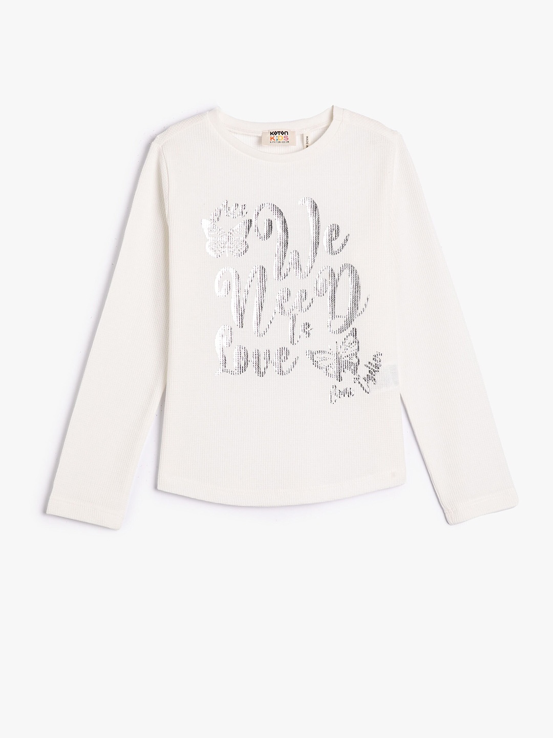 

Koton Girls Typography Printed T-shirt, Beige