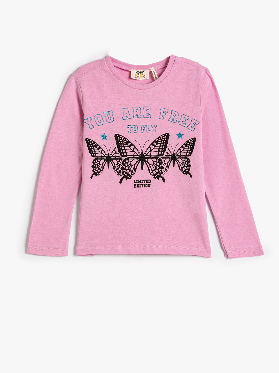 

Koton Girls Graphic Printed Pure Cotton T-Shirt, Pink