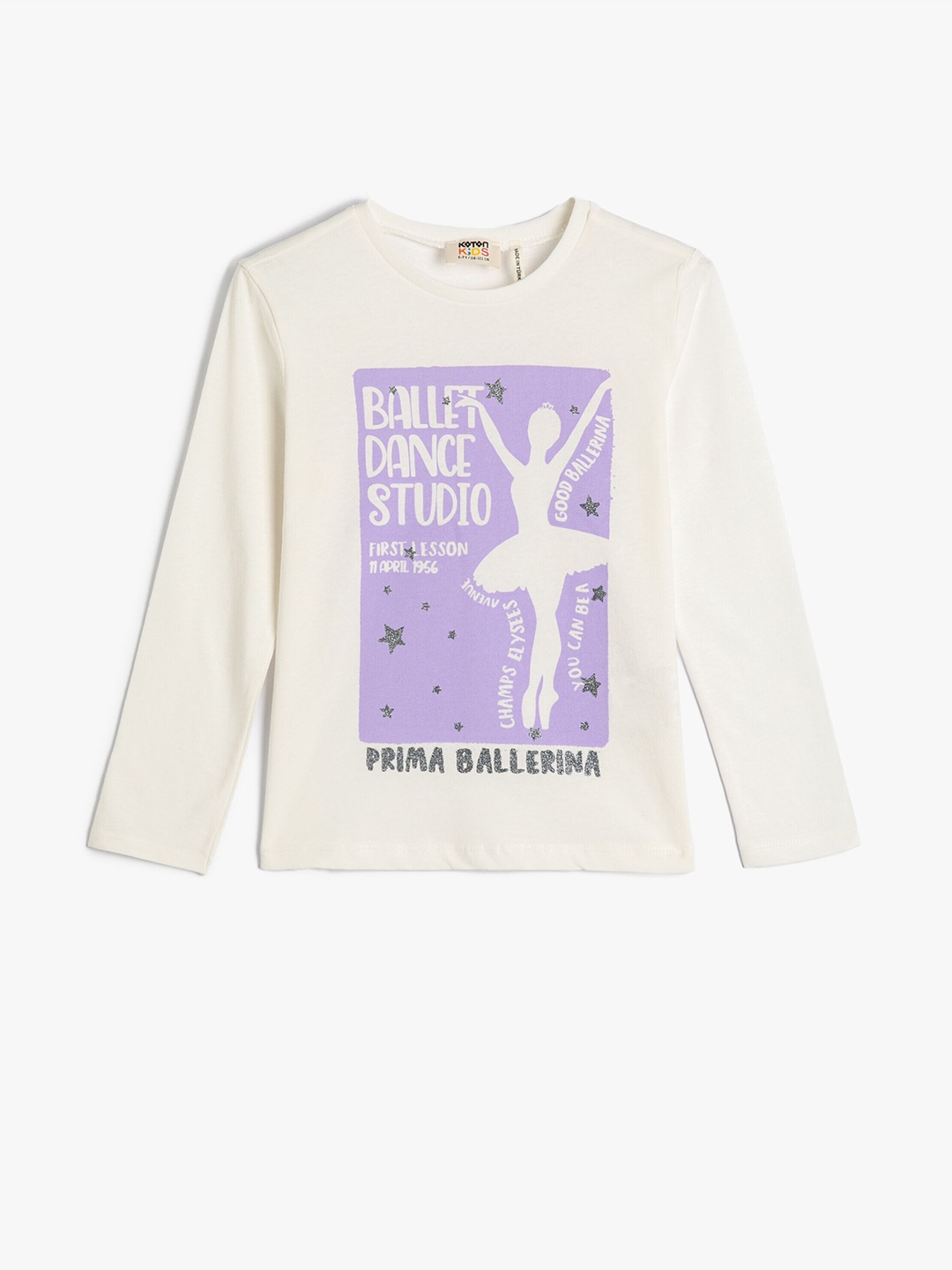 

Koton Girls Graphic Printed Cotton T-shirt, Beige