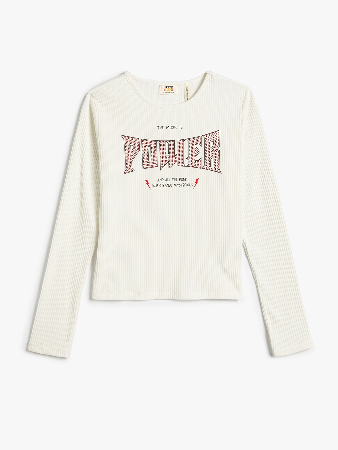 

Koton Girls Typography Printed Round Neck T-shirt, White