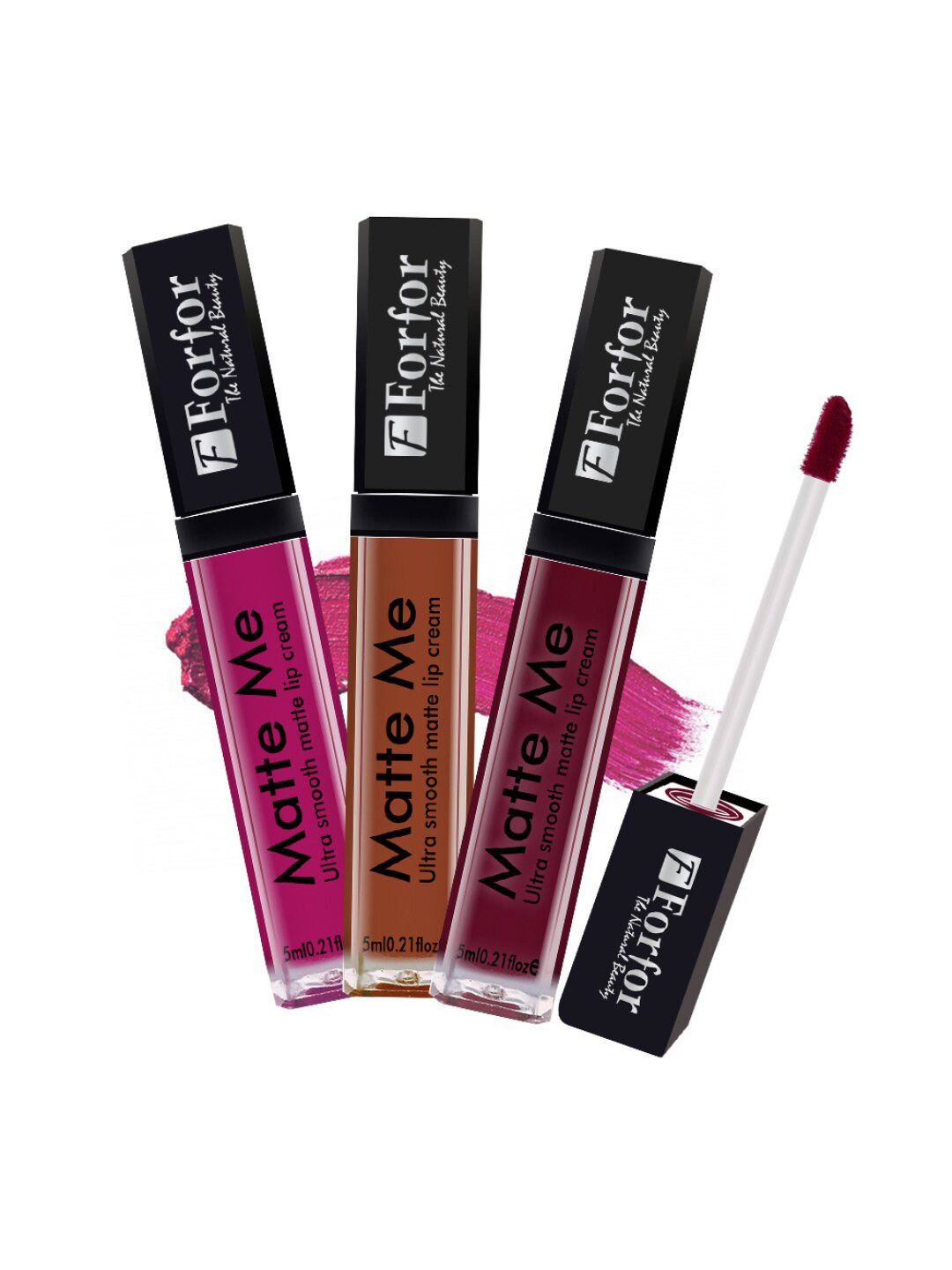 

FORFOR Set of 3 Matte Me Ultra Smooth Transferproof Liquid Lip Cream - 5 ml each, Pink