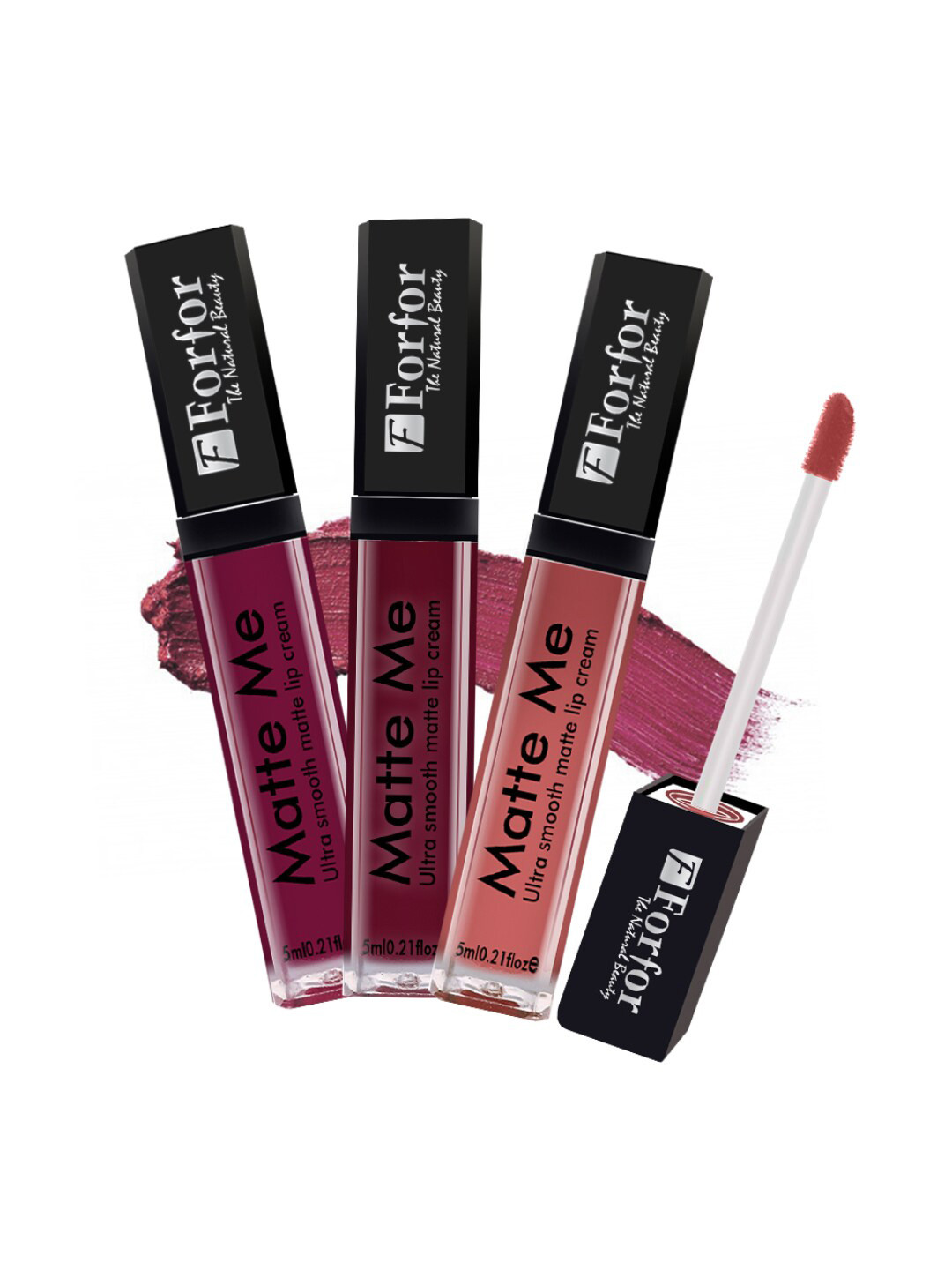 

FORFOR Set of 3 Matte Me Ultra Smooth Transferproof Liquid Lip Cream - 5 ml each, Maroon