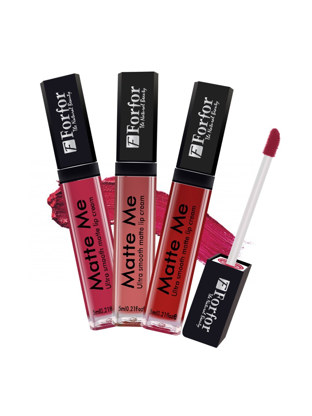 

FORFOR Set of 3 Matte Me Ultra Smooth Transferproof Liquid Lip Cream - 5 ml each, Pink