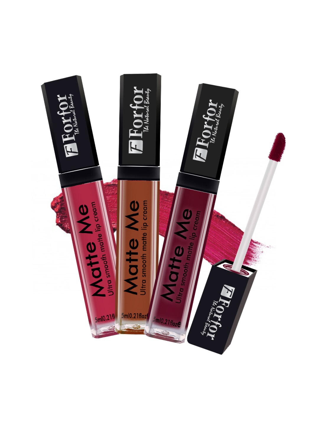 

FORFOR Set of 3 Matte Me Ultra Smooth Transferproof Liquid Lip Cream - 5 ml each, Brown