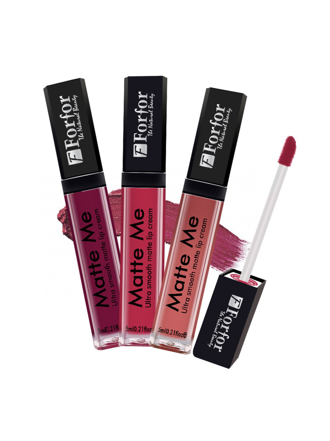 

FORFOR Set of 3 Matte Me Ultra Smooth Transferproof Liquid Lip Cream - 5 ml each, Maroon