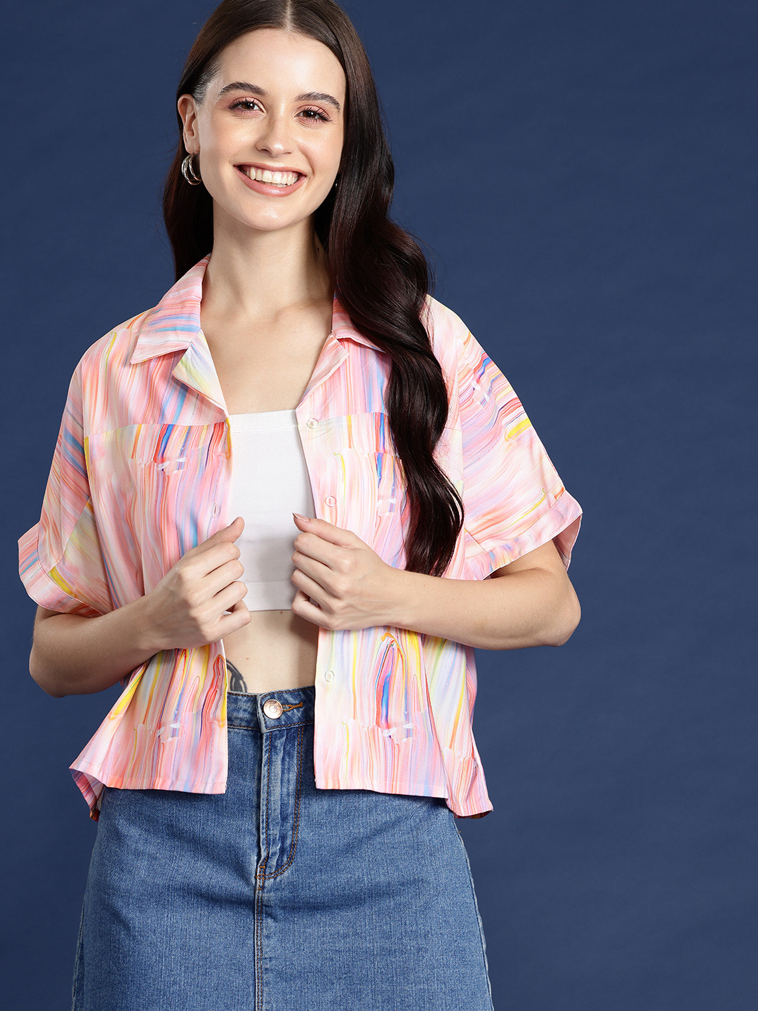 

Mast & Harbour Women Classic Opaque Printed Casual Shirt, Pink