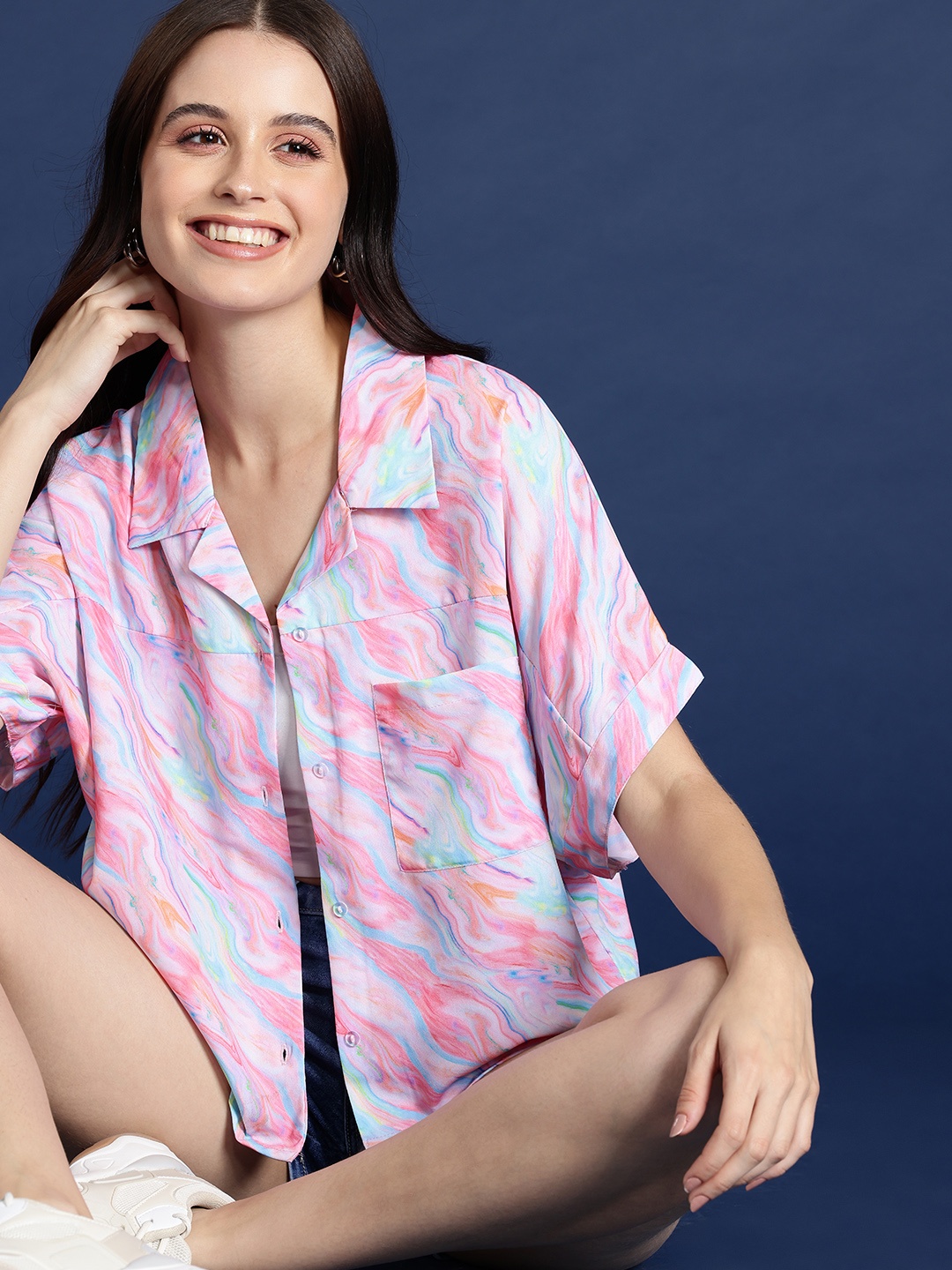

Mast & Harbour Women Classic Opaque Printed Casual Shirt, Pink