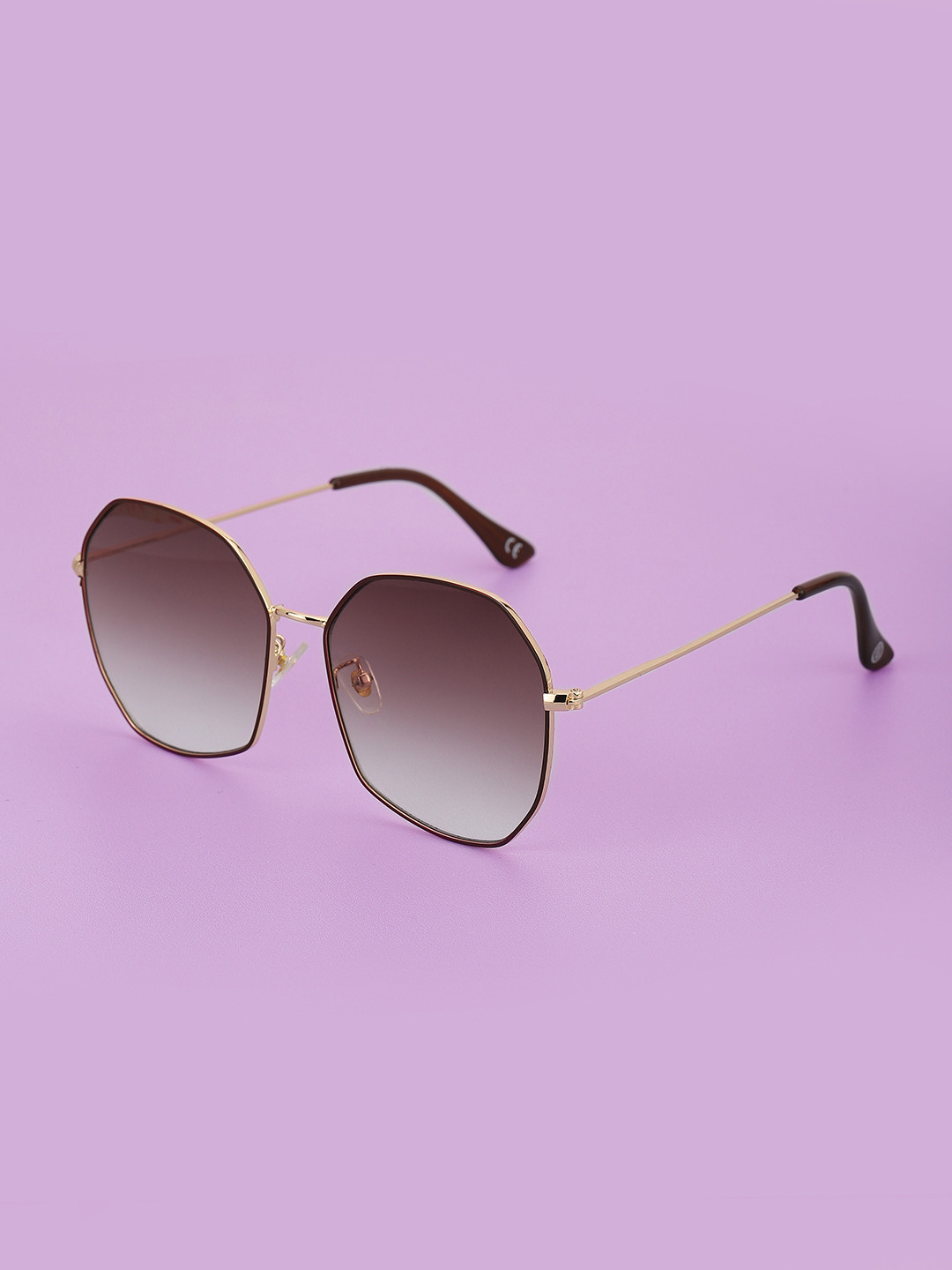 

Carlton London Women Brown Lens & Gold-Toned Oversized Sunglasses with UV Protected Lens