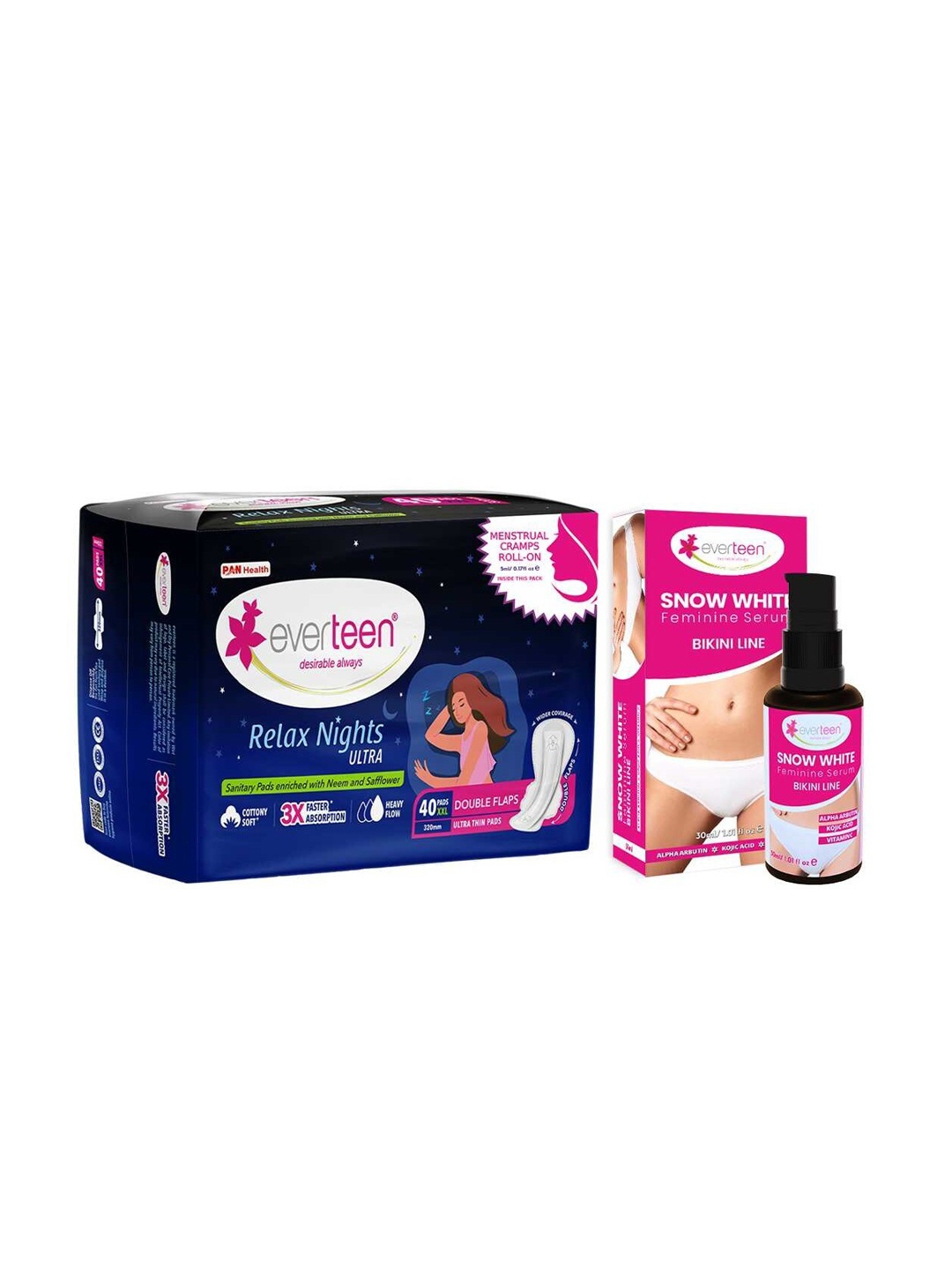 

everteen Relax Nights Ultra 40 Pads & Snow White Bikini Serum 30ml
