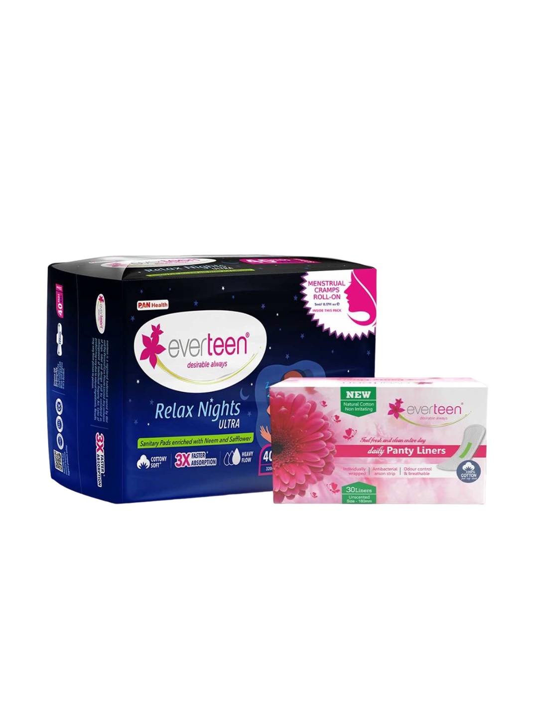 

everteen Relax Nights Ultra 40 Pads & Daily Panty Liner 30 Pcs, White