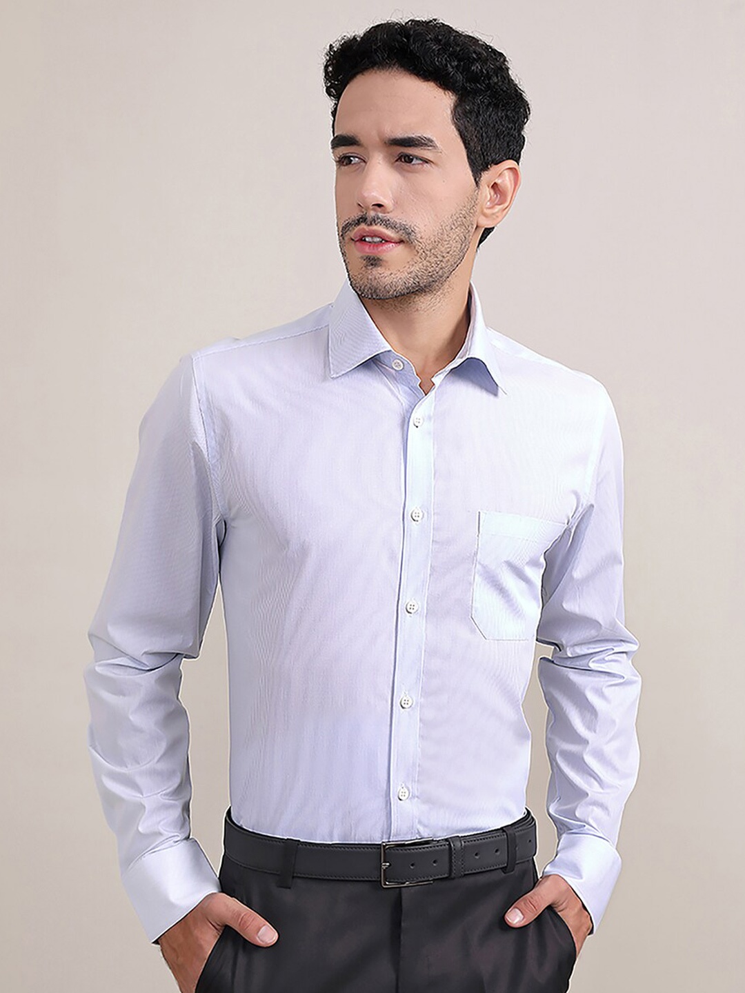 

LOUIS STITCH Comfort Striped Cotton Formal Shirt, Blue