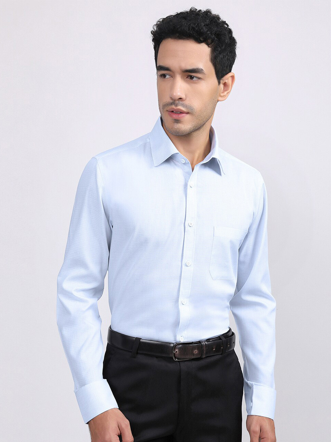 

LOUIS STITCH Micro Checked Comfort Cotton Formal Shirt, Blue