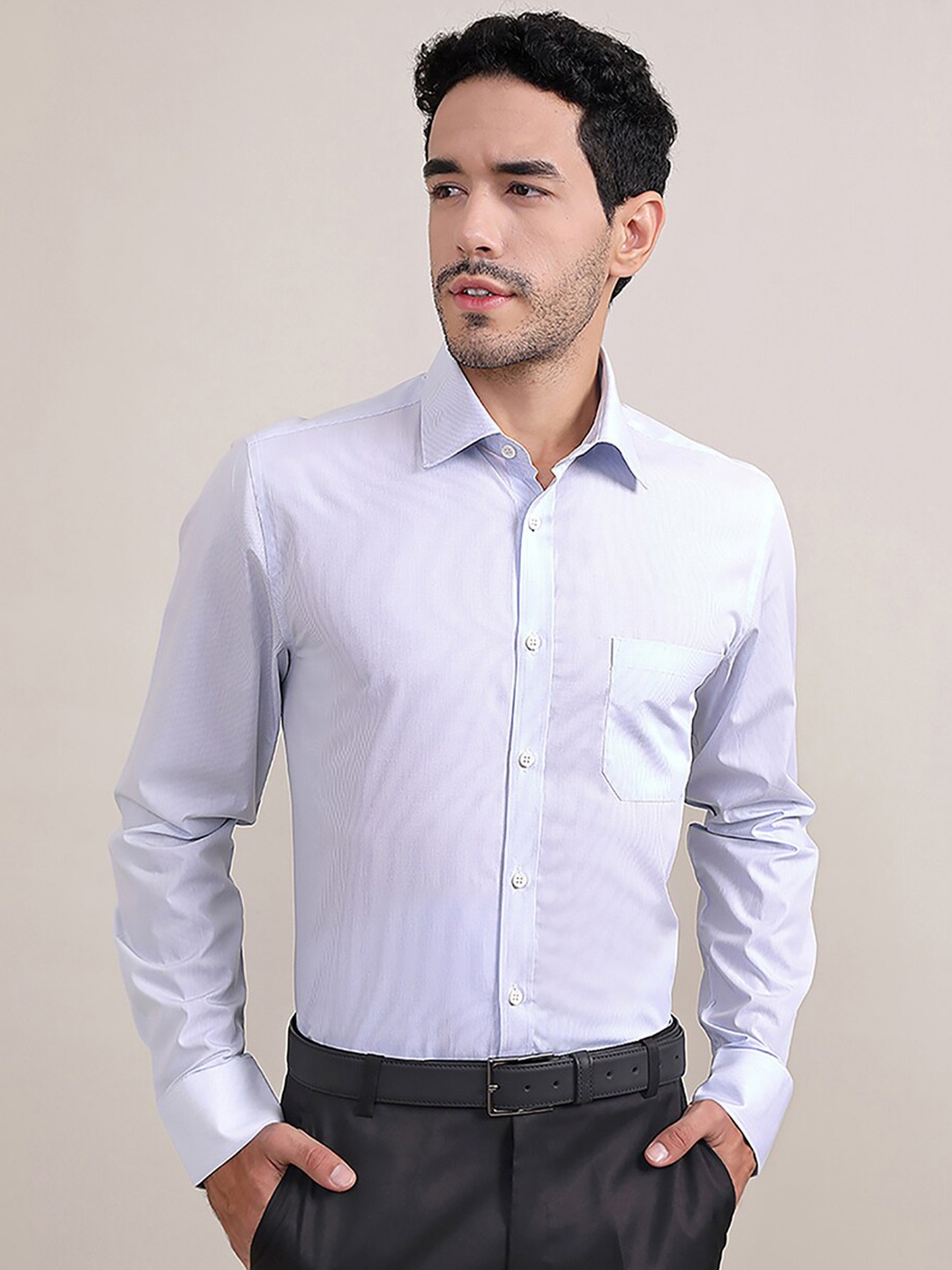 

LOUIS STITCH Comfort Opaque Cotton Formal Shirt, Blue