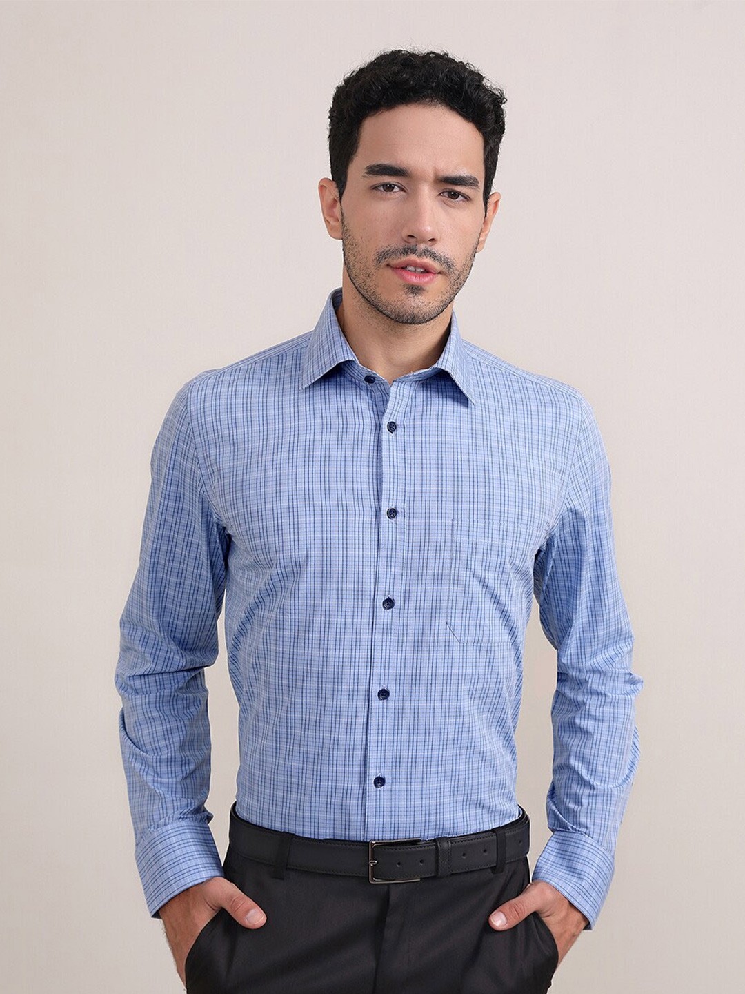 

LOUIS STITCH Comfort Opaque Cotton Formal Shirt, Blue