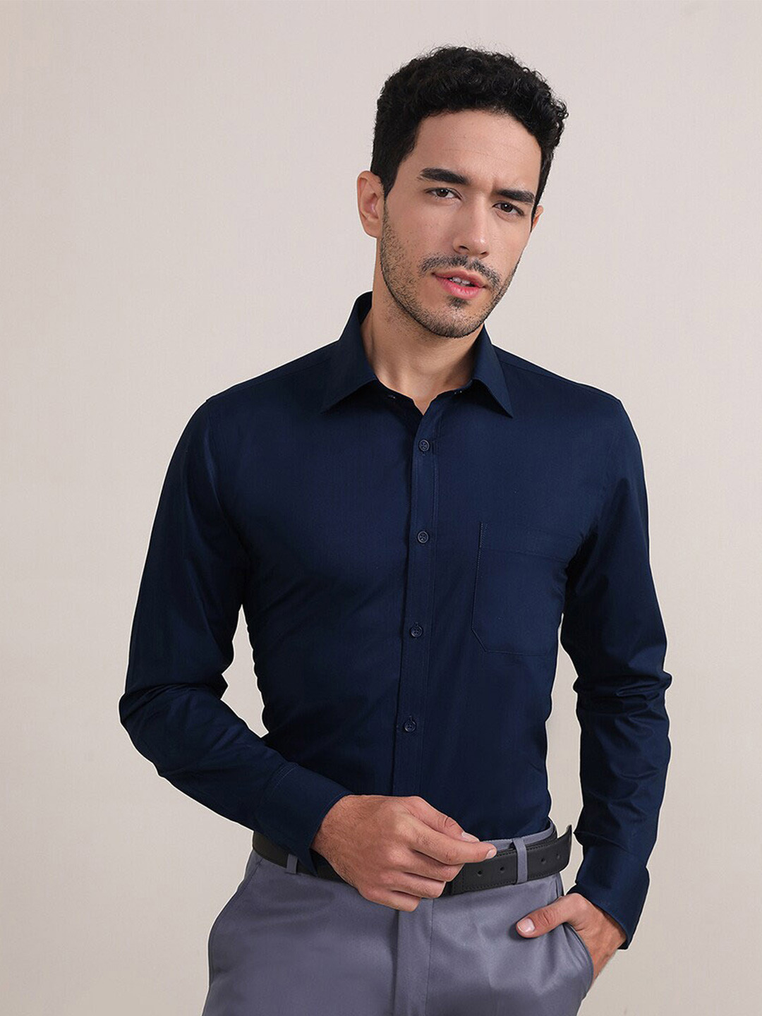 

LOUIS STITCH Comfort Opaque Cotton Formal Shirt, Blue