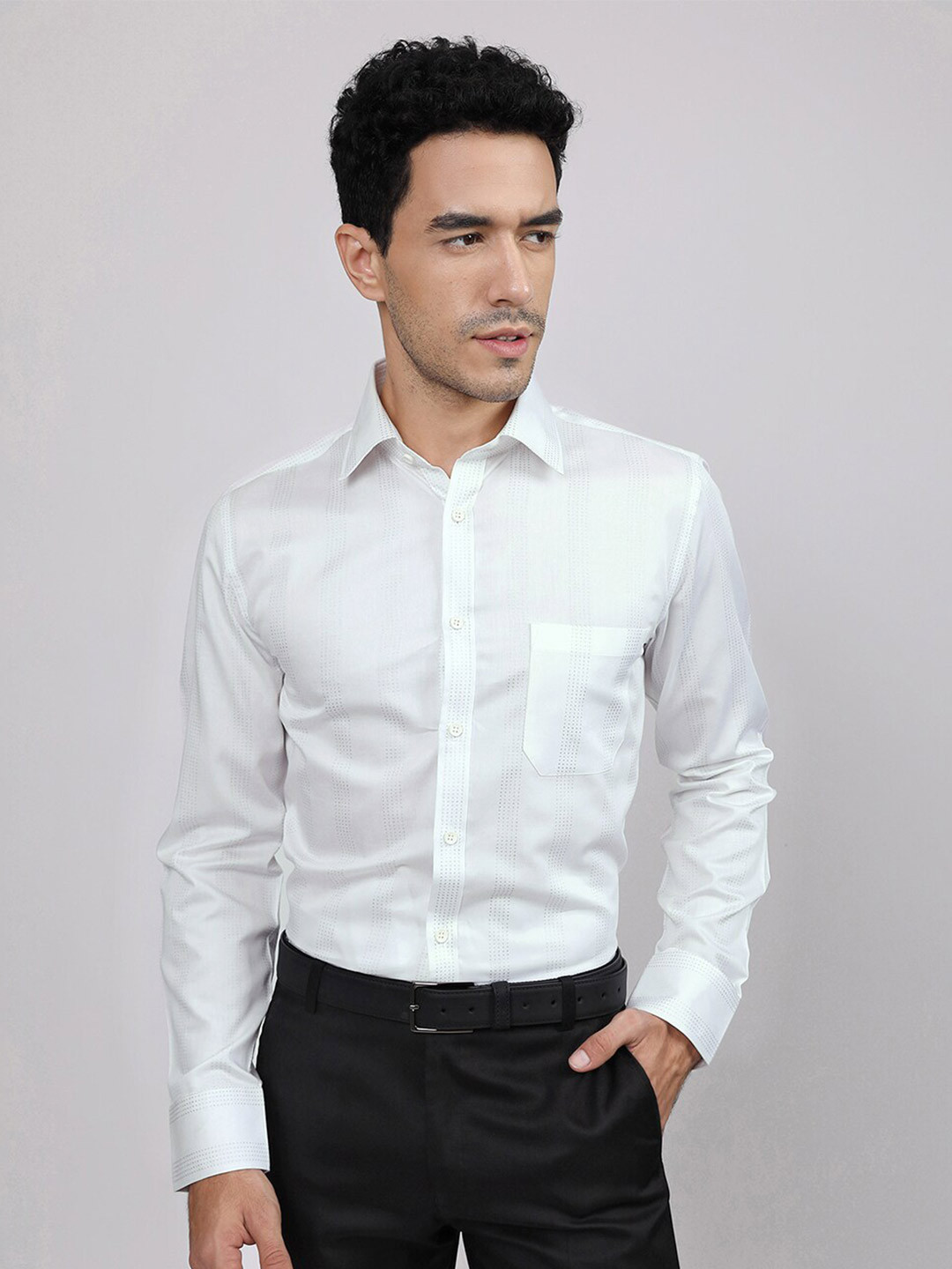 

LOUIS STITCH Comfort Opaque Cotton Formal Shirt, White