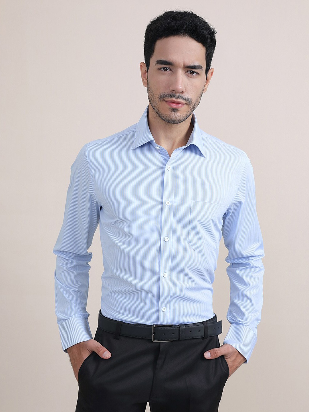 

LOUIS STITCH Comfort Opaque Cotton Formal Shirt, Blue