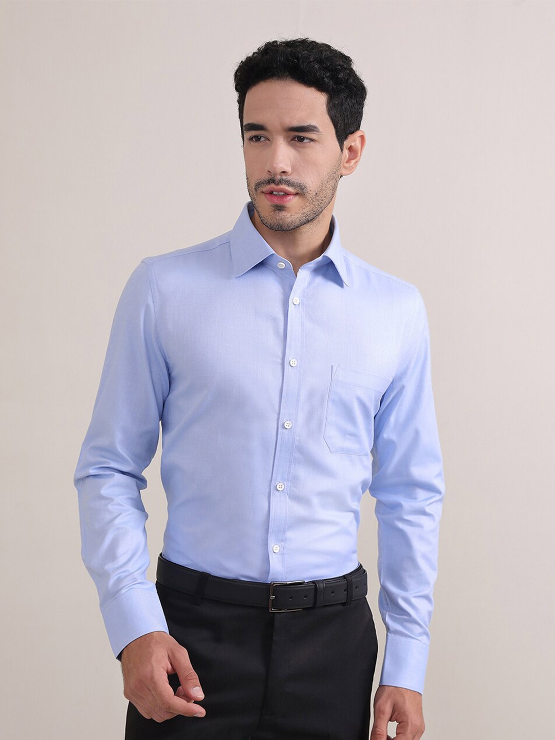 

LOUIS STITCH Spread Collar Comfort Cotton Formal Shirt, Blue