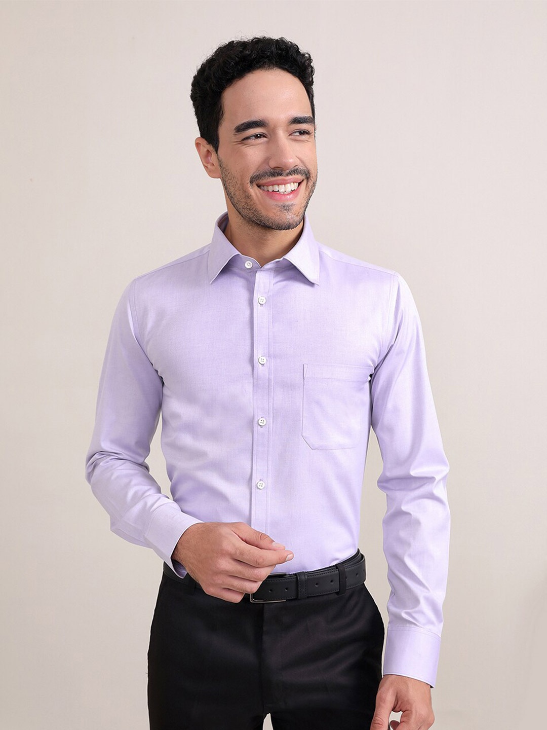 

LOUIS STITCH Comfort Opaque Cotton Formal Shirt, Purple