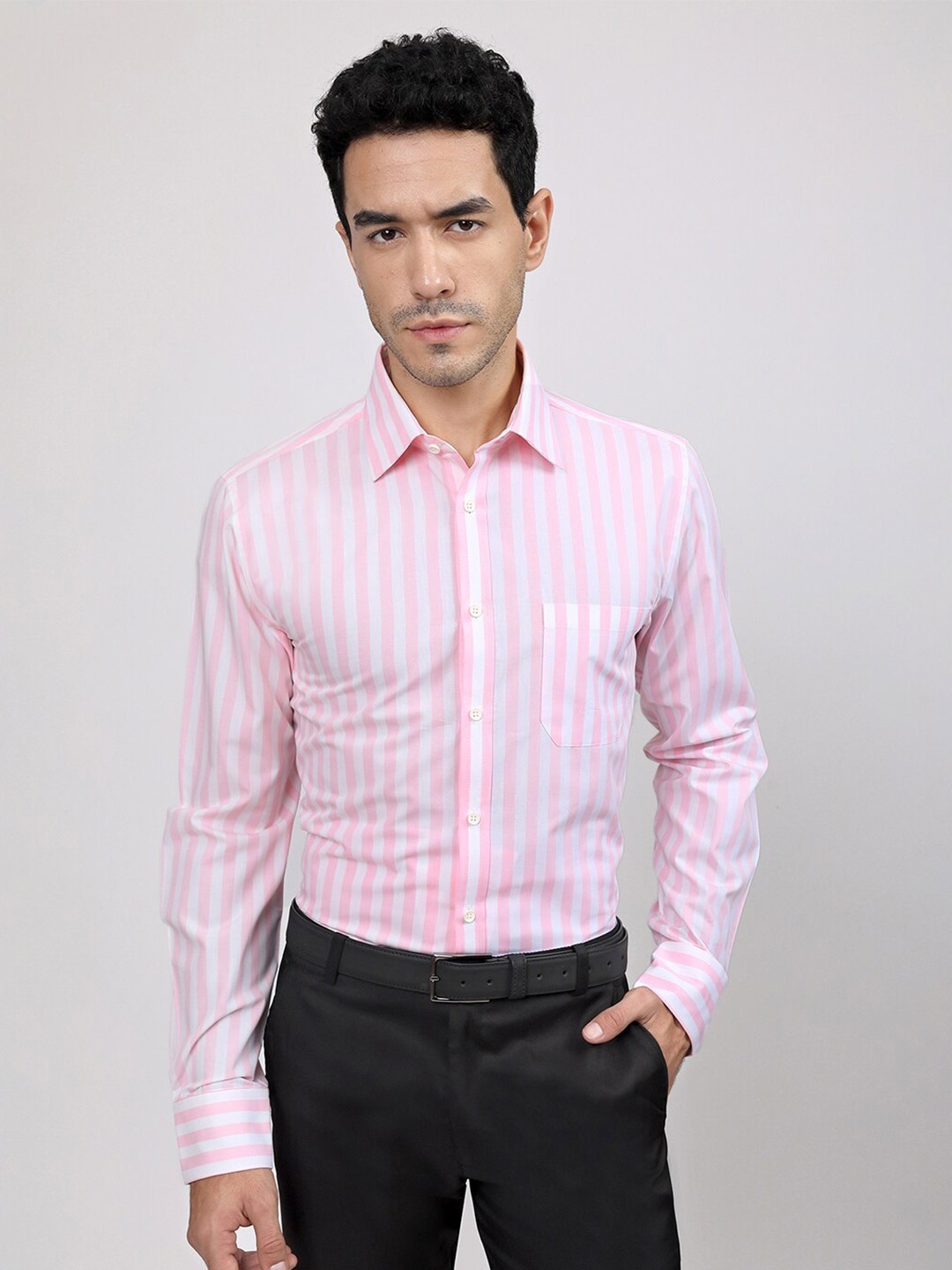 

LOUIS STITCH Comfort Opaque Striped Formal Shirt, White