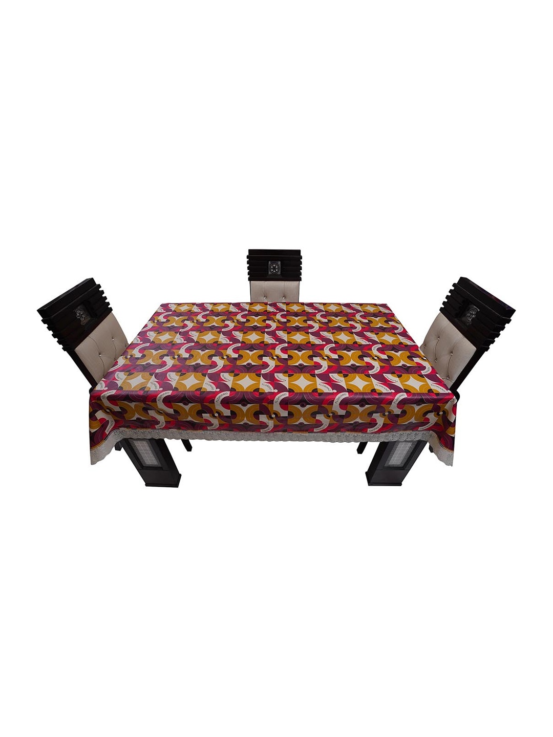 

DREAM CARE Pink & Yellow Printed 4 Seater Waterproof Rectangle Table Cover