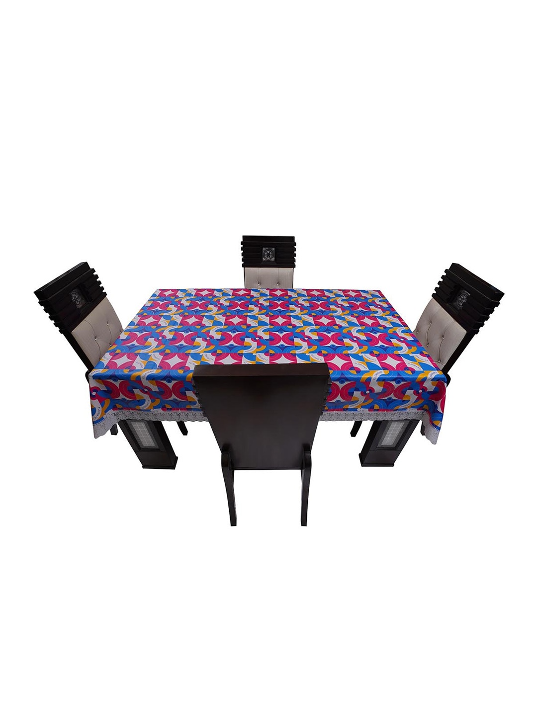 

DREAM CARE Blue & Pink Printed 4 Seater Waterproof Rectangle Table Cover