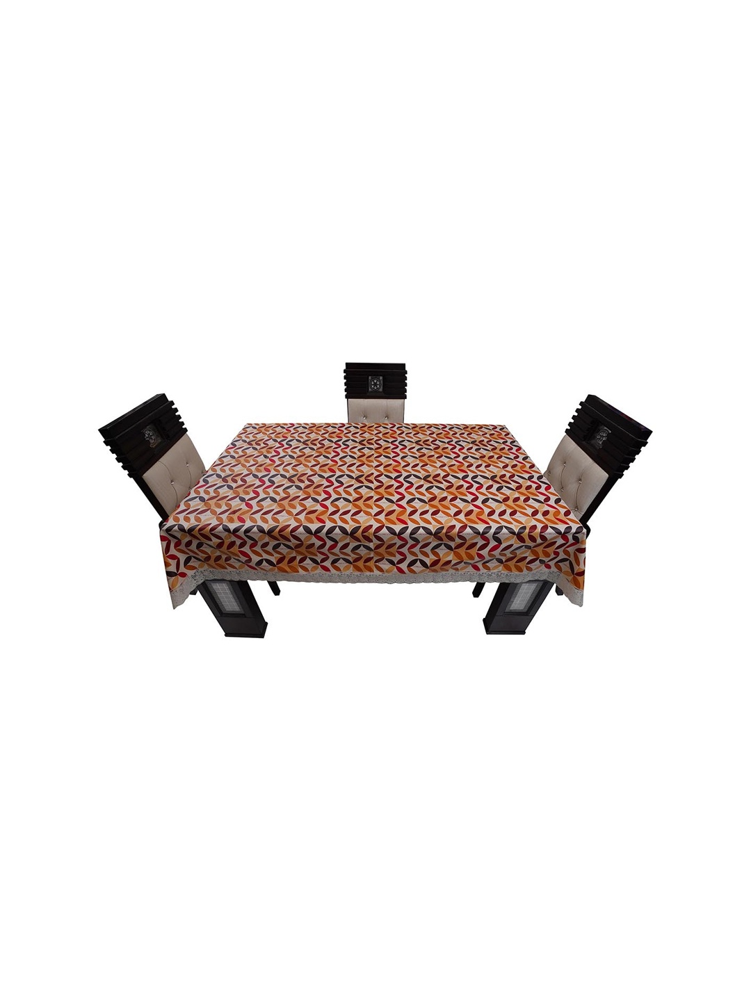 

DREAM CARE Yellow & Maroon Printed 4 Seater Waterproof Rectangle Table Cover, White