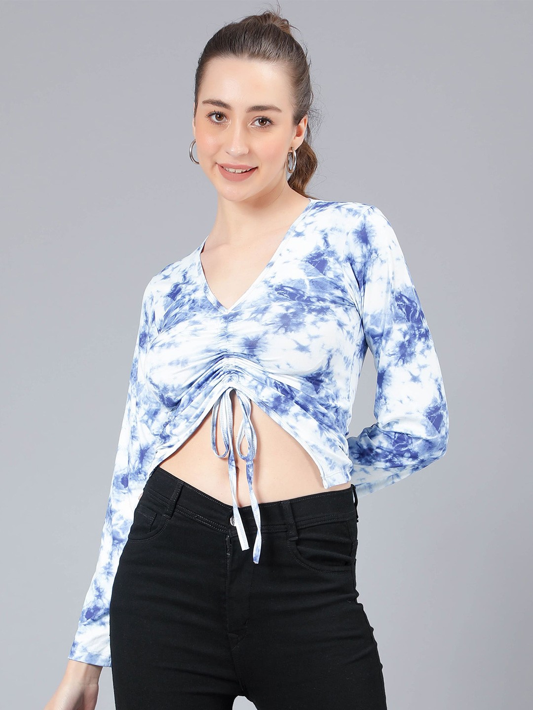 

Pritla Tie & Dye Ruched Crop Top, White