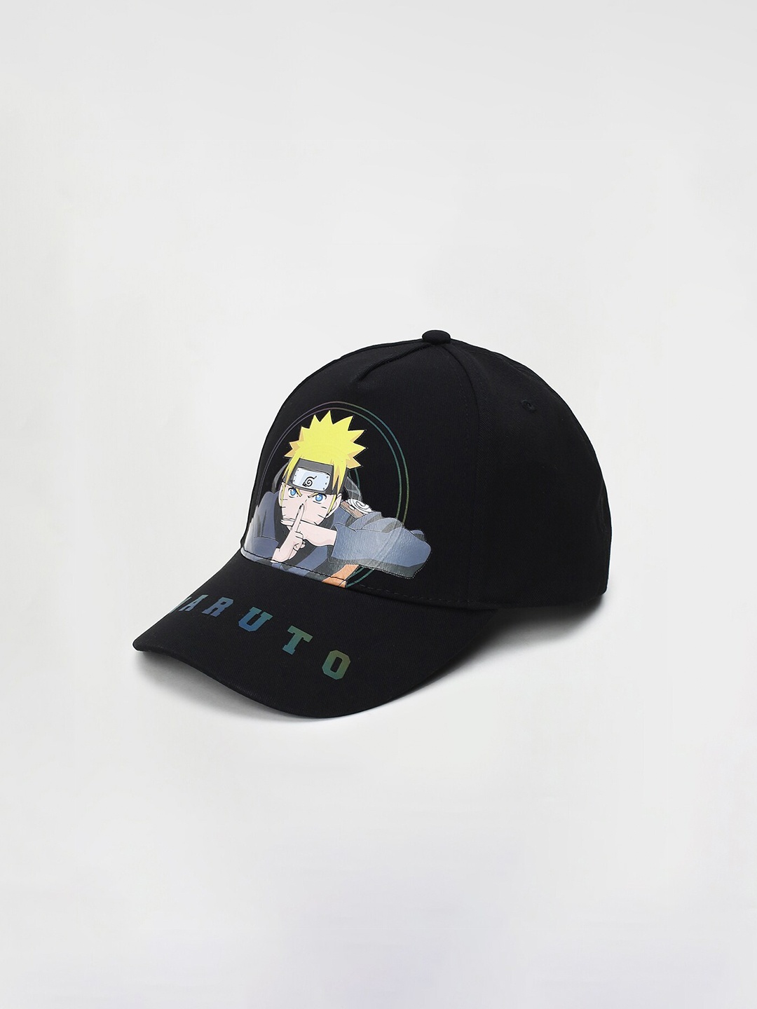 

max Men Naruto Printed Cotton Baseball Cap, Black