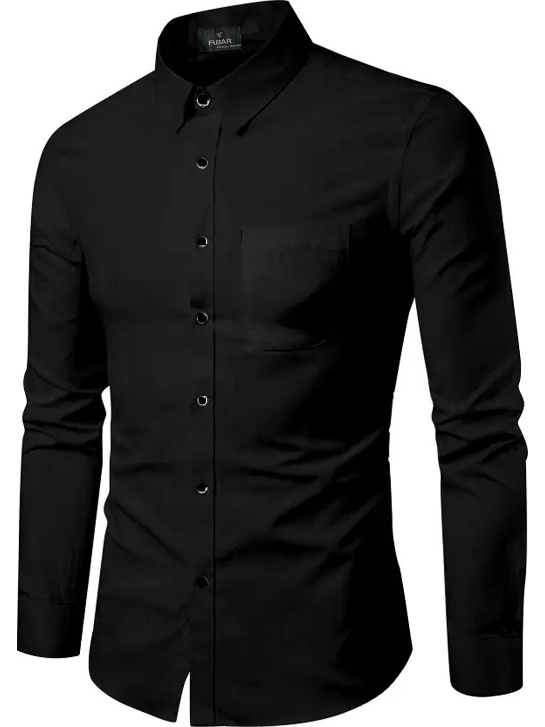 

FUBAR Slim Fit Spread Collar Long Sleeve Pocket Casual Shirt, Black