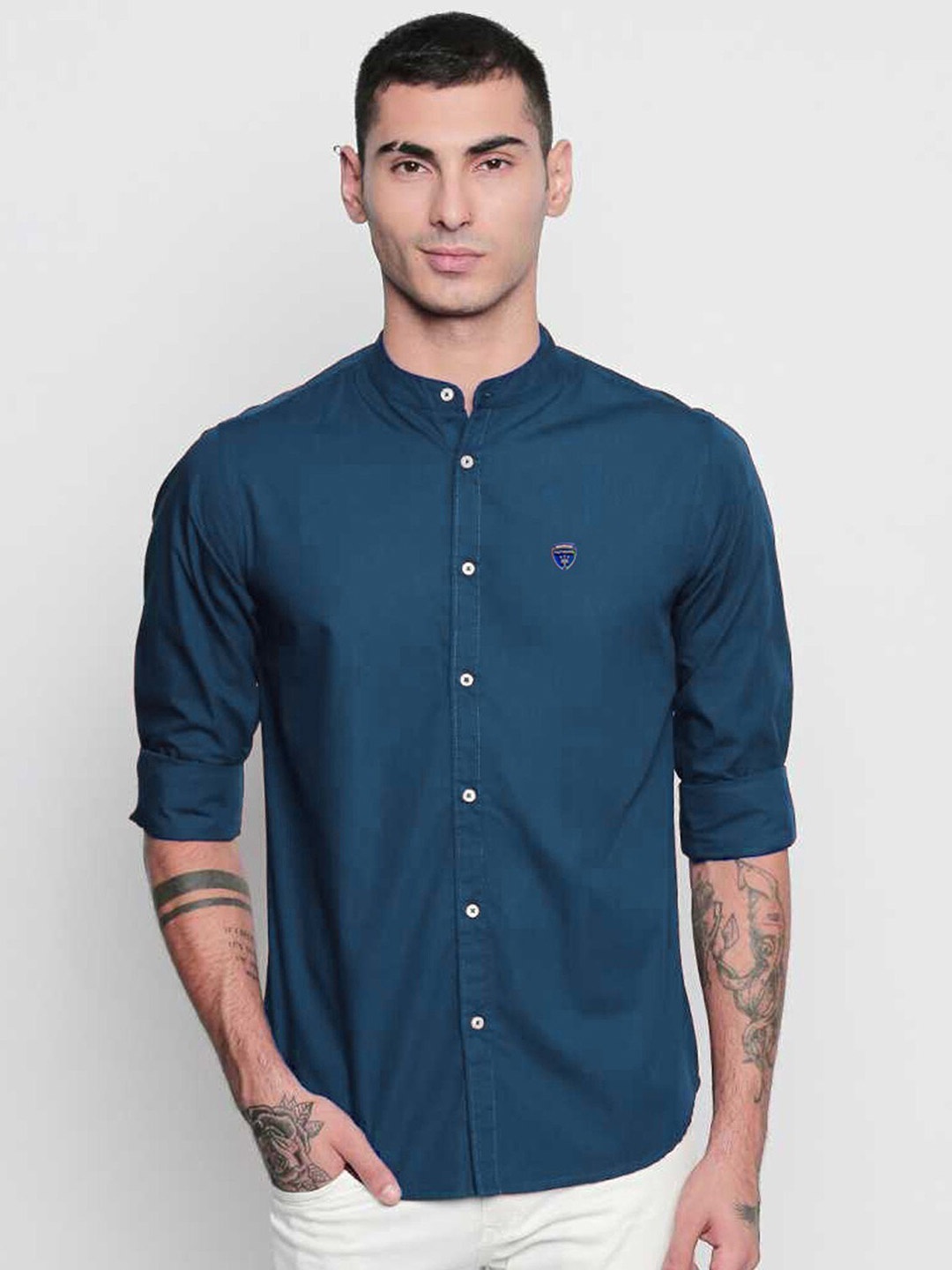 

FUBAR Men Blue Slim Fit Opaque Casual Shirt