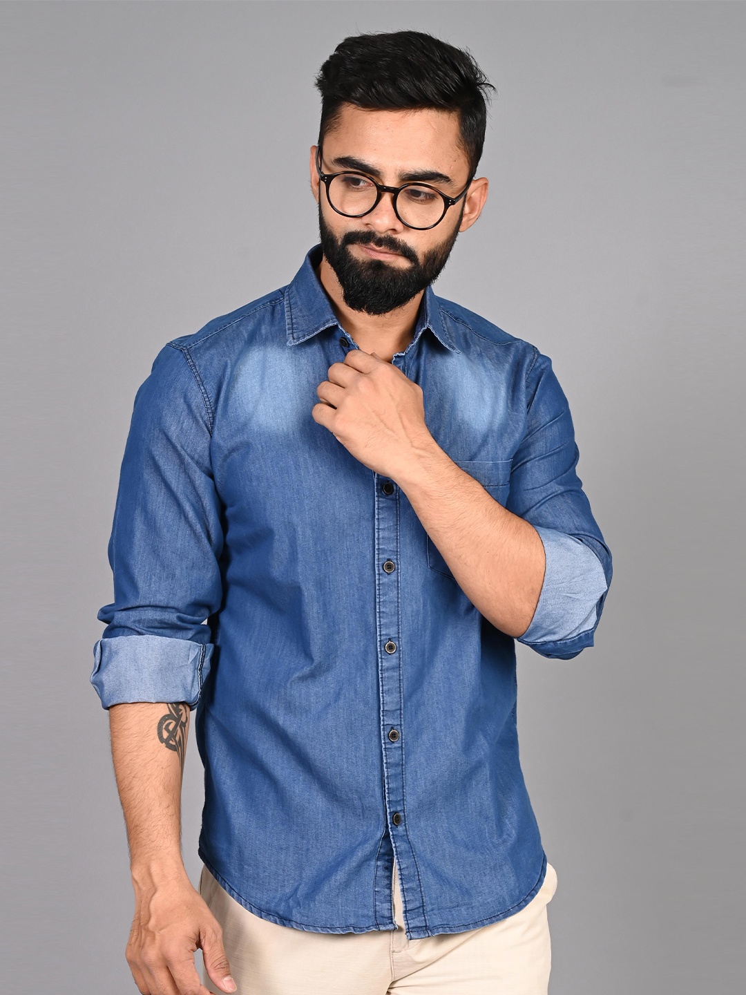 

FUBAR Slim Fit Opaque Casual Shirt, Blue