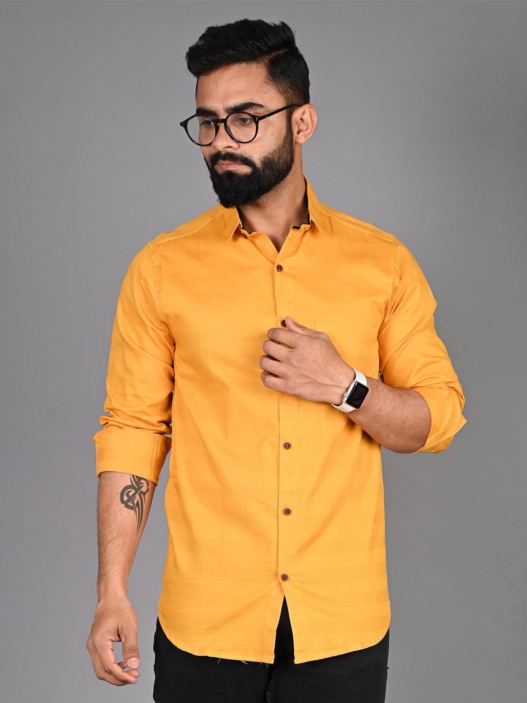 

FUBAR Slim Fit Opaque Cotton Casual Shirt, Yellow
