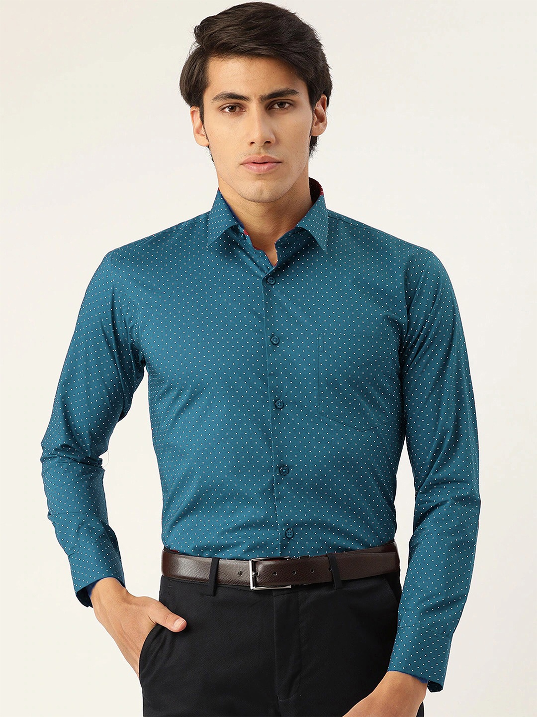 

FUBAR Slim Fit Micro Ditsy Printed Casual Shirt, Blue