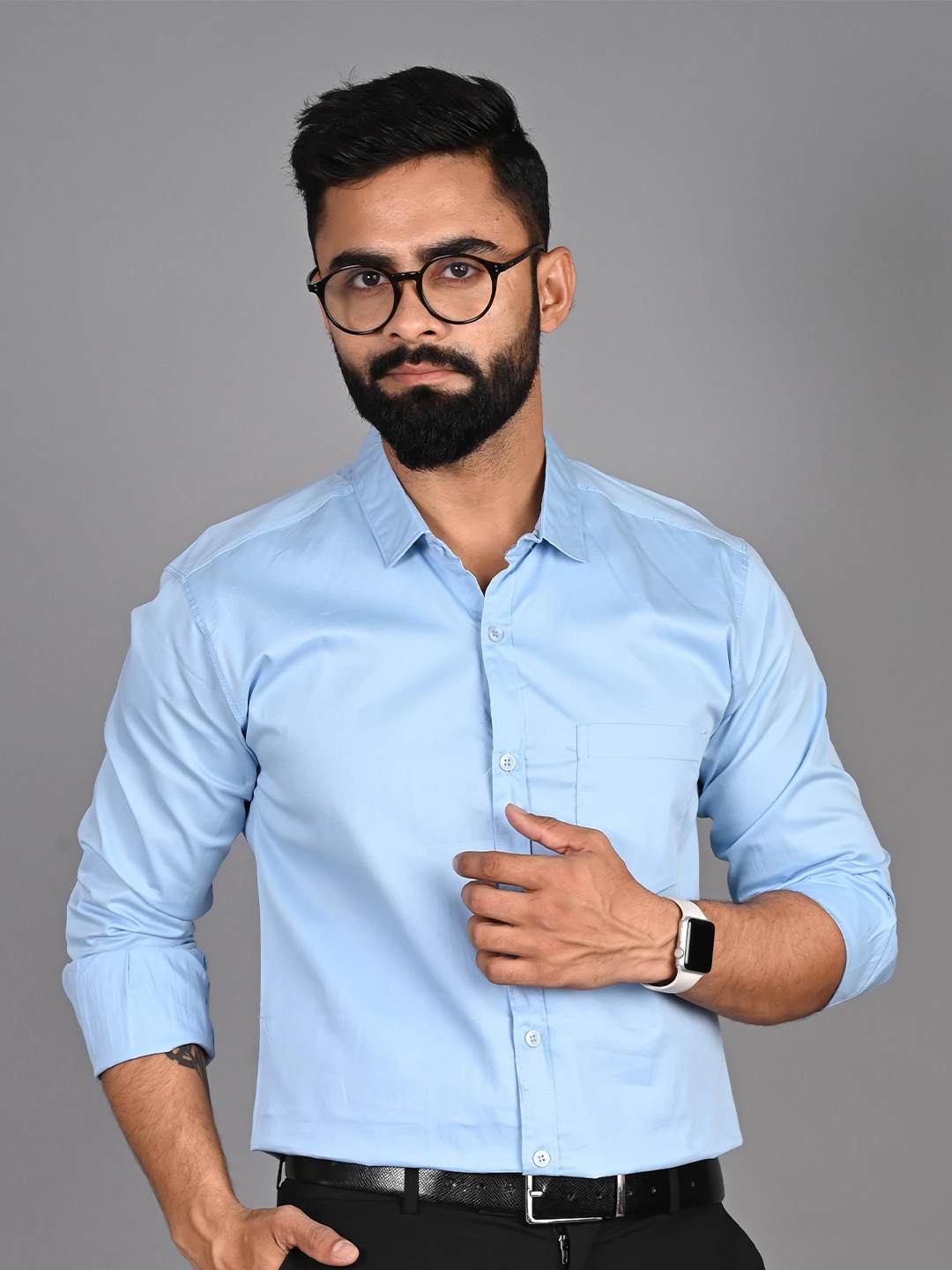 

FUBAR Slim Fit Spread Collar Formal Shirt, Blue