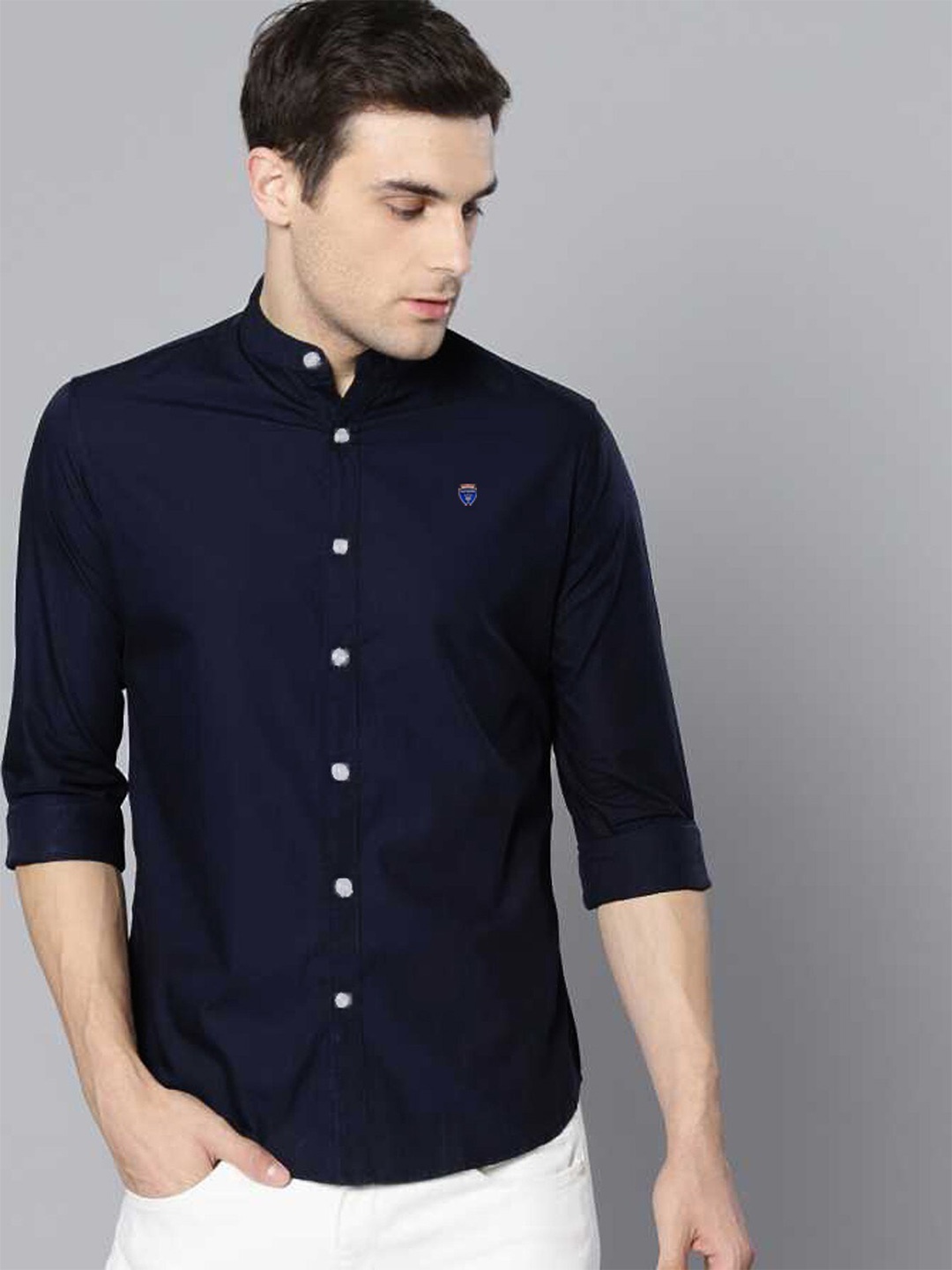 

FUBAR Slim Fit Mandarin Collar Casual Shirt, Blue