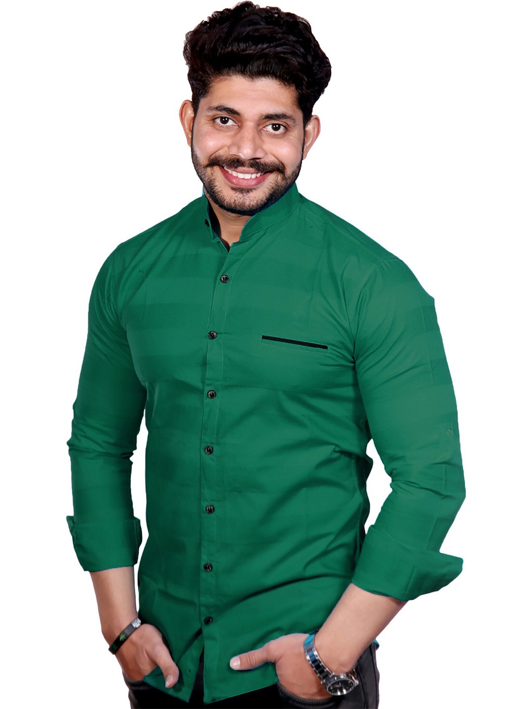 

FUBAR Slim Fit Striped Casual Shirt, Green