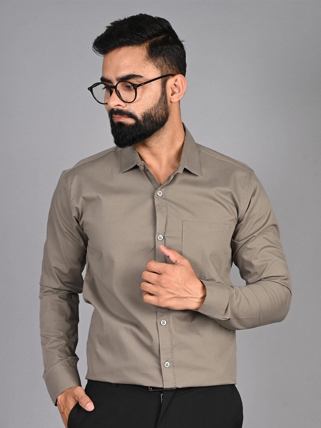 

FUBAR Slim Fit Spread Collar Long Sleeves Formal Shirt, Grey