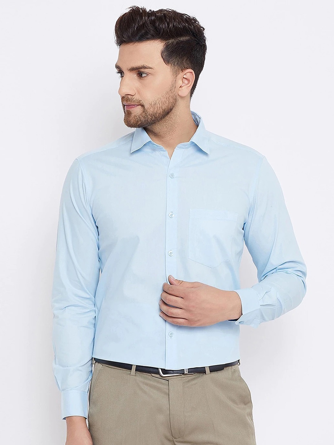 

FUBAR Slim Fit Spread Collar Formal Shirt, Blue