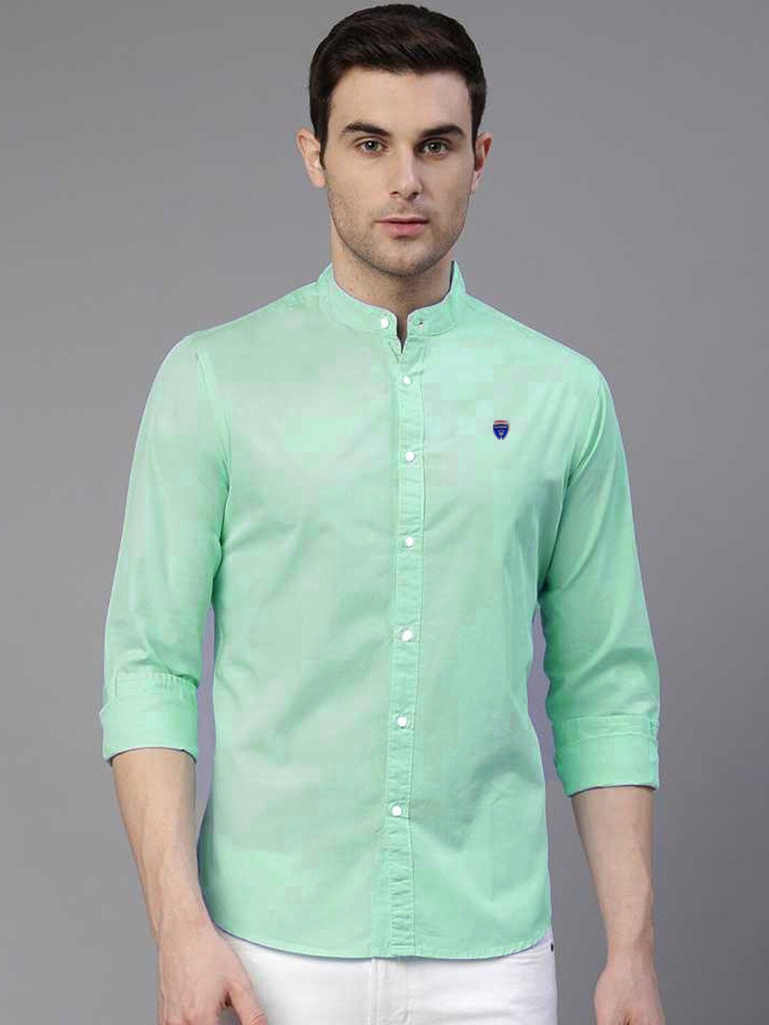 

FUBAR Men Green Slim Fit Opaque Casual Shirt