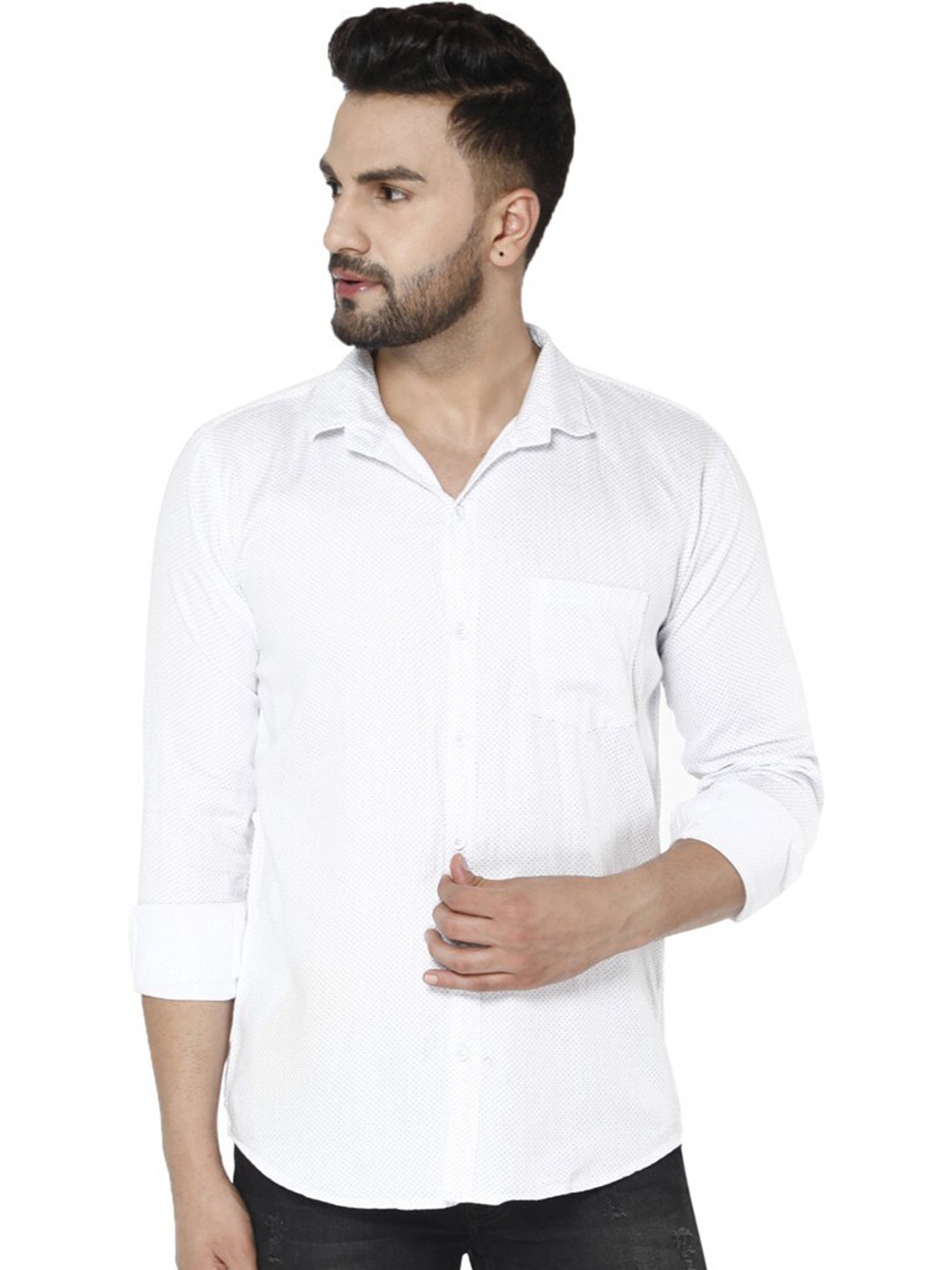 

FUBAR Slim Fit Spread Collar Casual Shirt, White