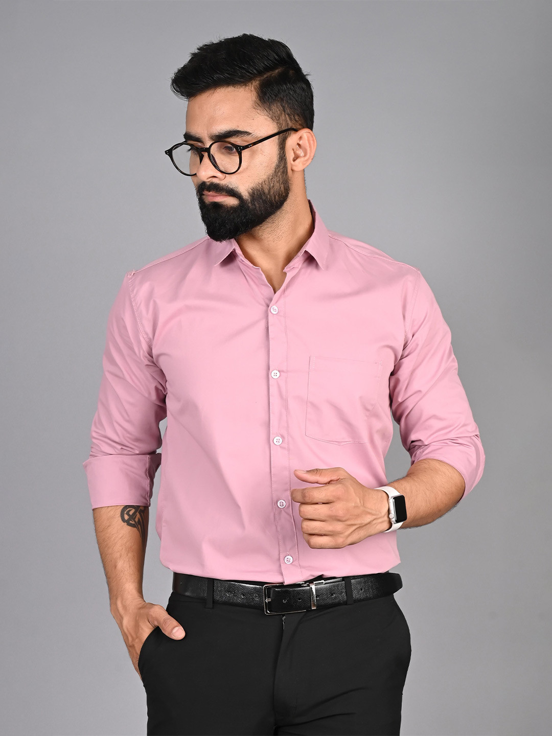 

FUBAR Slim Fit Spread Collar Long Sleeves Formal Shirt, Pink