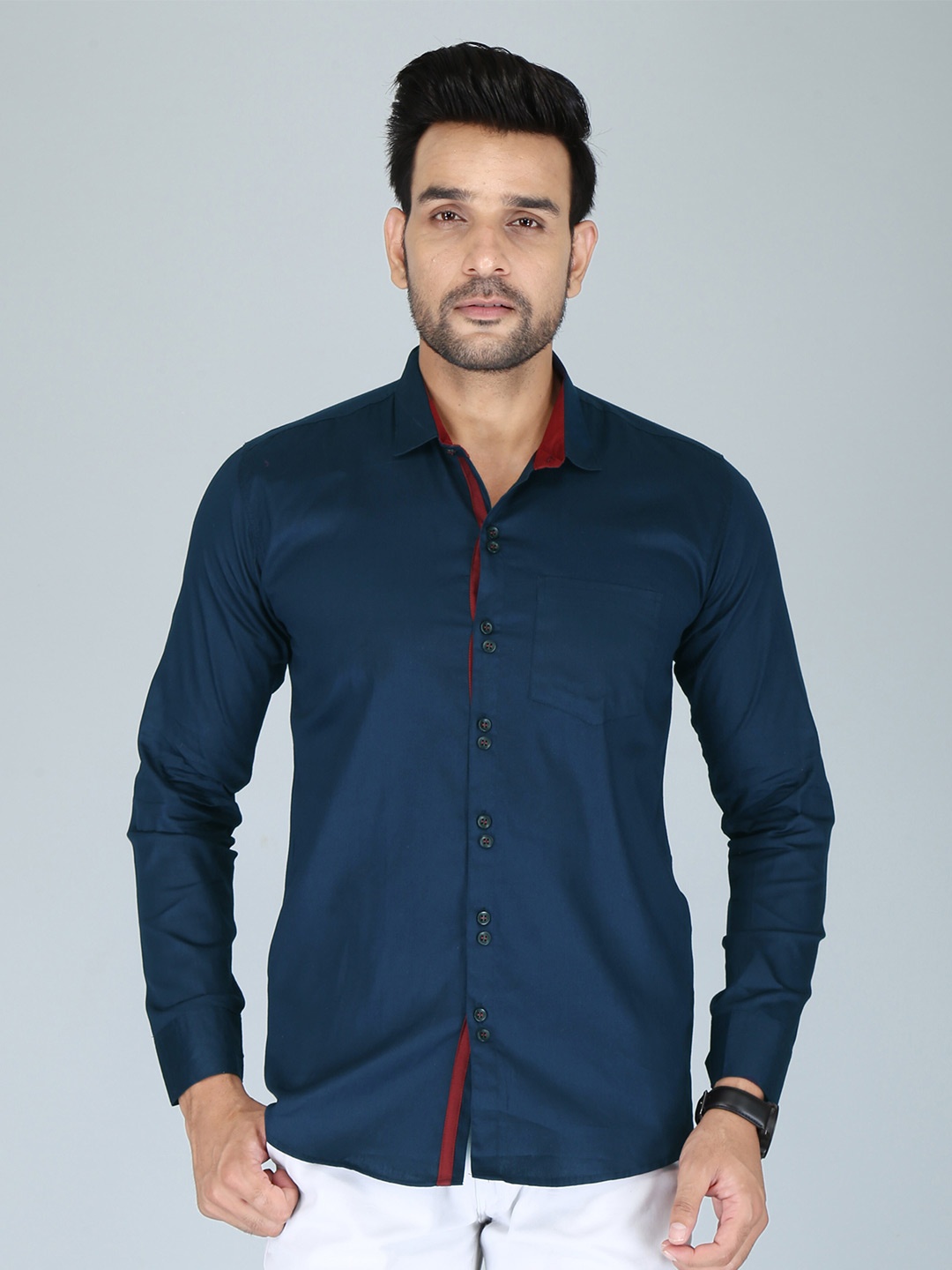 

FUBAR Slim Fit Opaque Casual Shirt, Blue