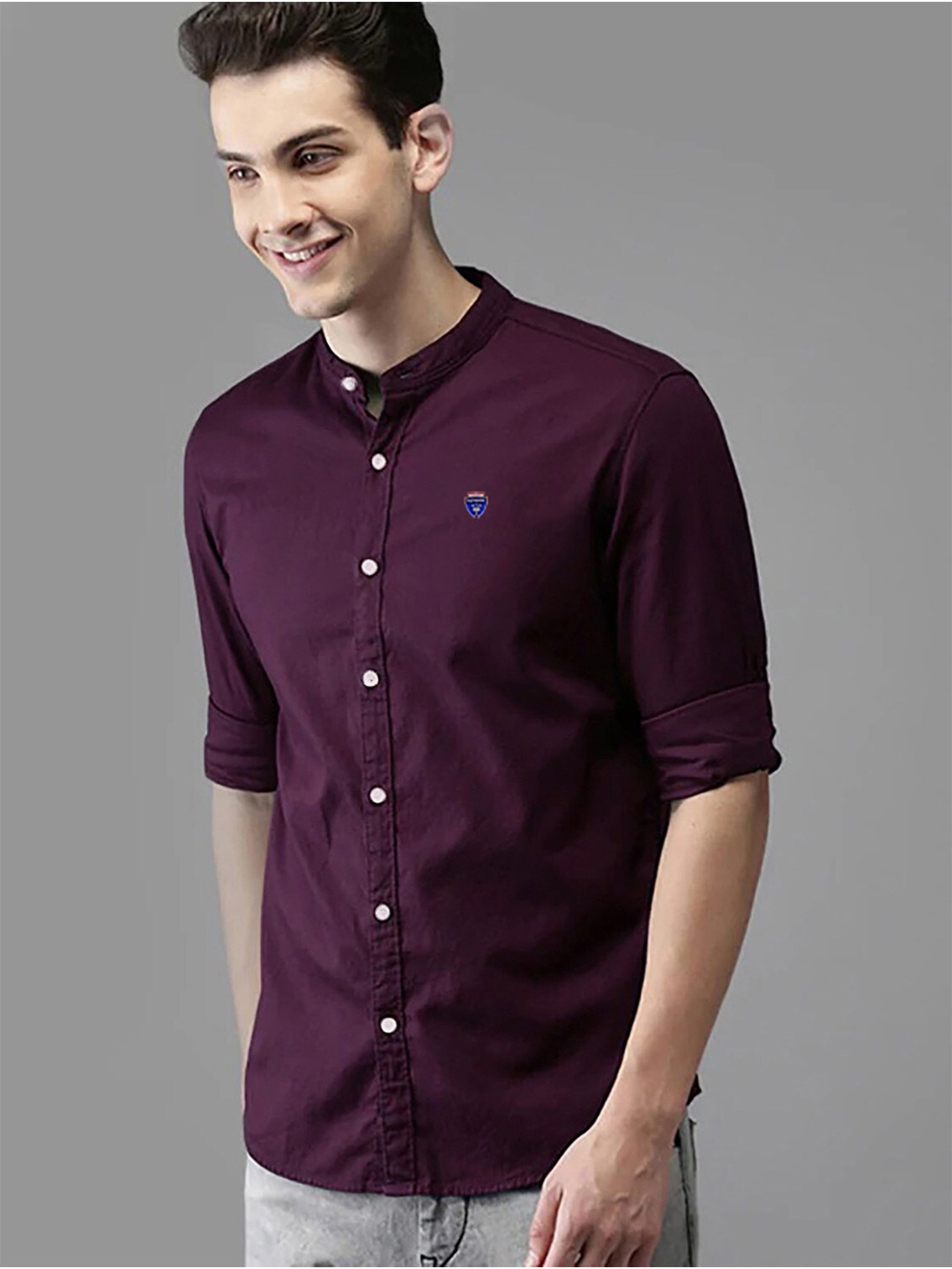 

FUBAR Slim Fit Opaque Casual Shirt, Purple