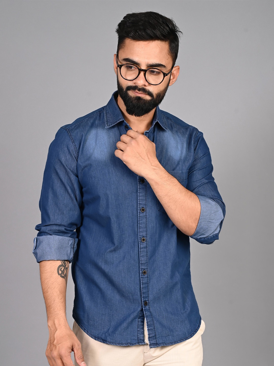 

FUBAR Slim Fit Spread Collar Casual Shirt, Blue