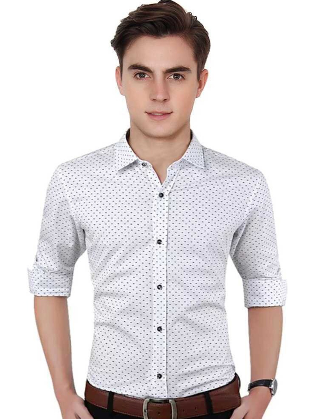 

FUBAR Men White Slim Fit Opaque Printed Casual Shirt